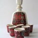 Port Wine Bottle and Six Glasses - Vintage Porcelain - Alcobaça Portugal numbered