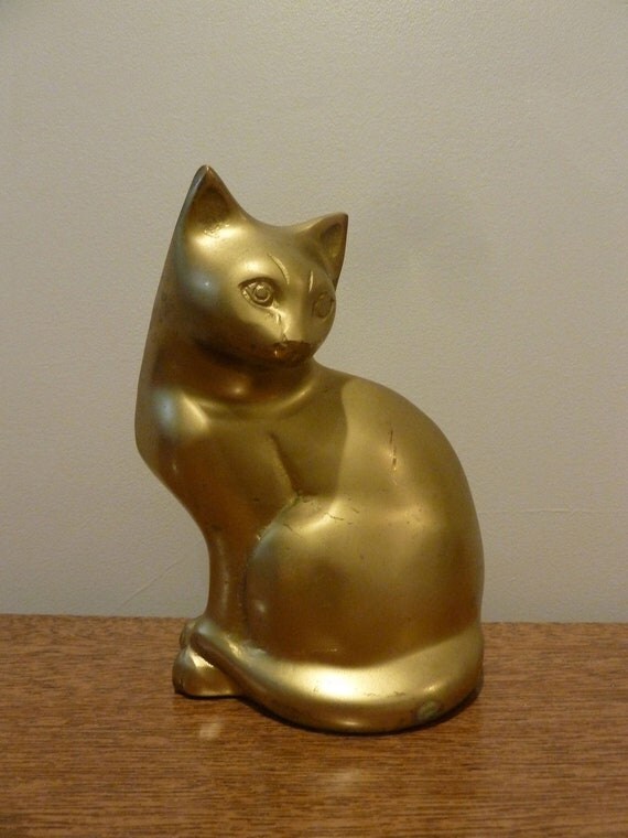 vintage brass cat figurines