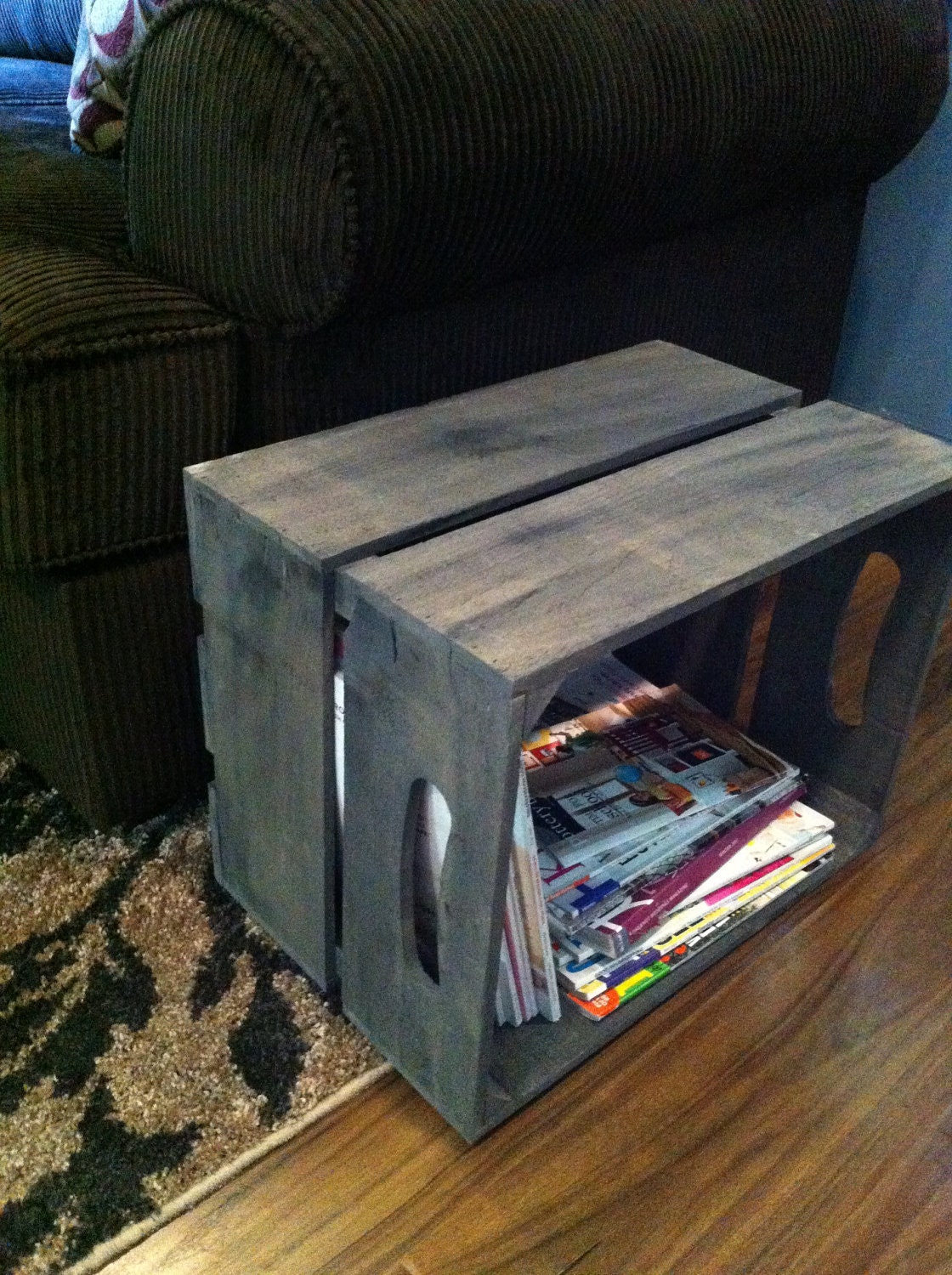 Large replica apple crate with handles, rustic