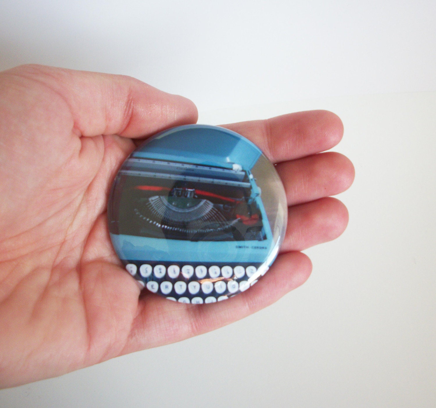 Turquoise typewriter photo cute pocket mirror. typography vintage gift.indie compact mirror.typewriter photo pocket mirror.