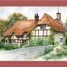 Thatched Cottage, Sutton Green, Stanton Harcourt, Print of Original Watercolor.