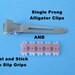 25 Single Prong Alligator Clips AND 25 Peel and Stick No Slip Clip Liners (Choose Black, White, or Both) - Low Shipping