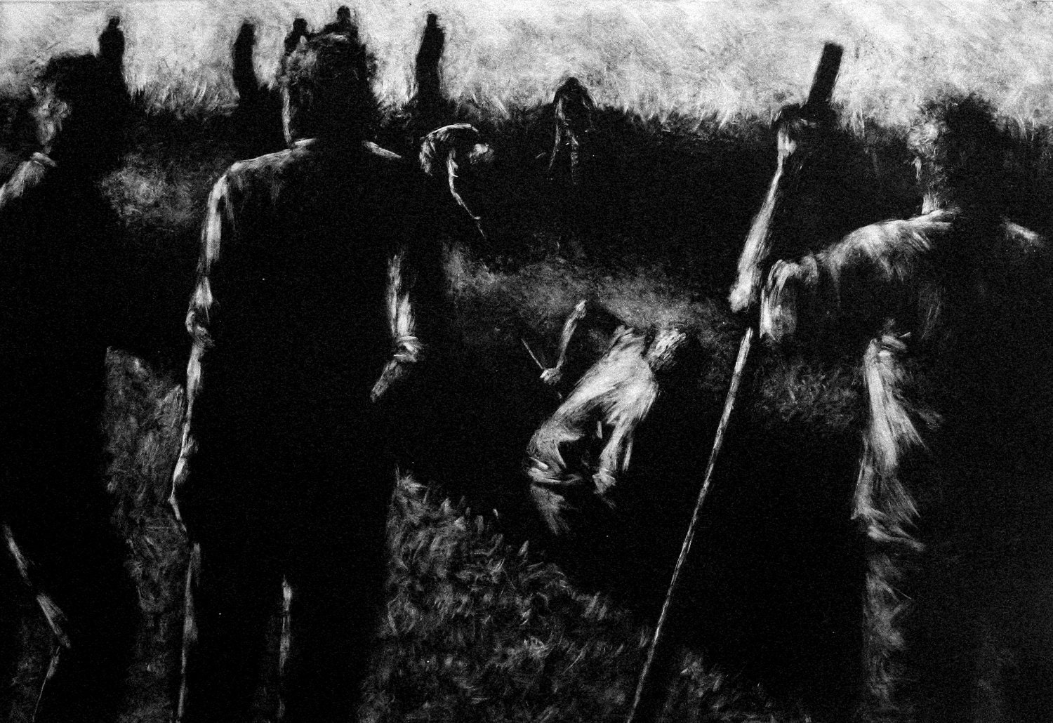 Haunting Figure Print Black Landscape Dark Creepy Spooky Hand Pulled Fine Art Monotype "Course"