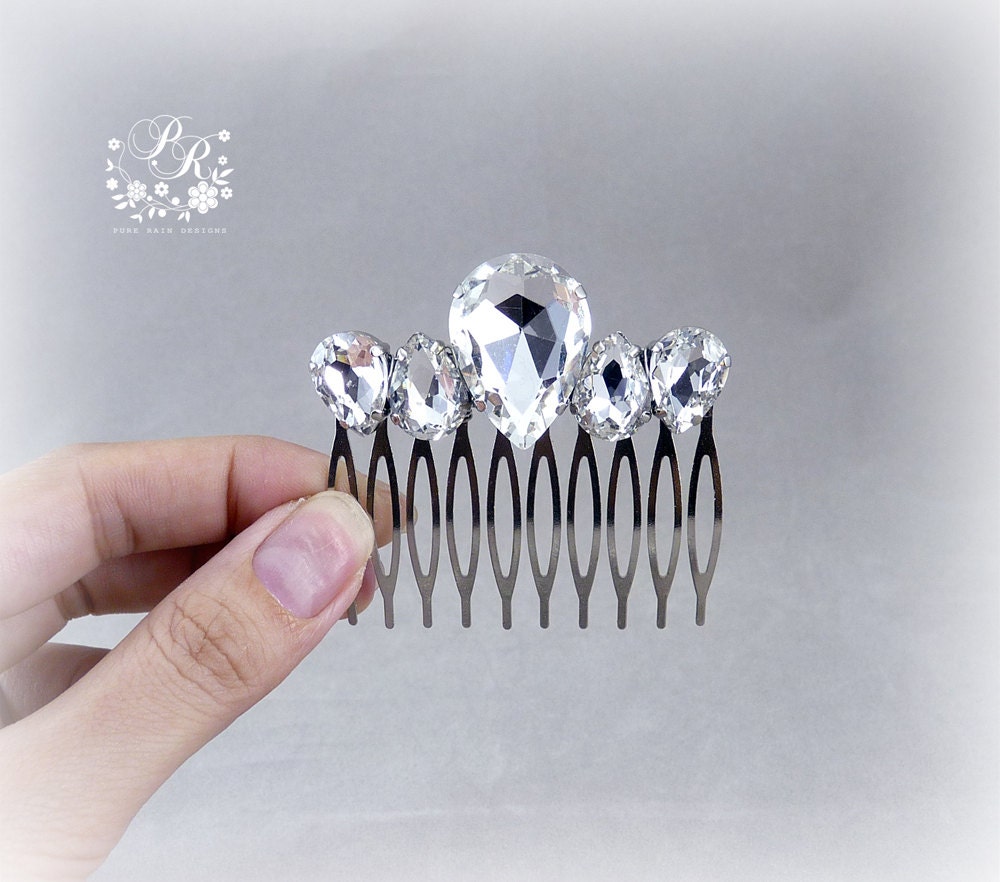Wedding Hair Comb Clear Crystal teardrop Style Bridal hair tiara comb Wedding Hair accessory