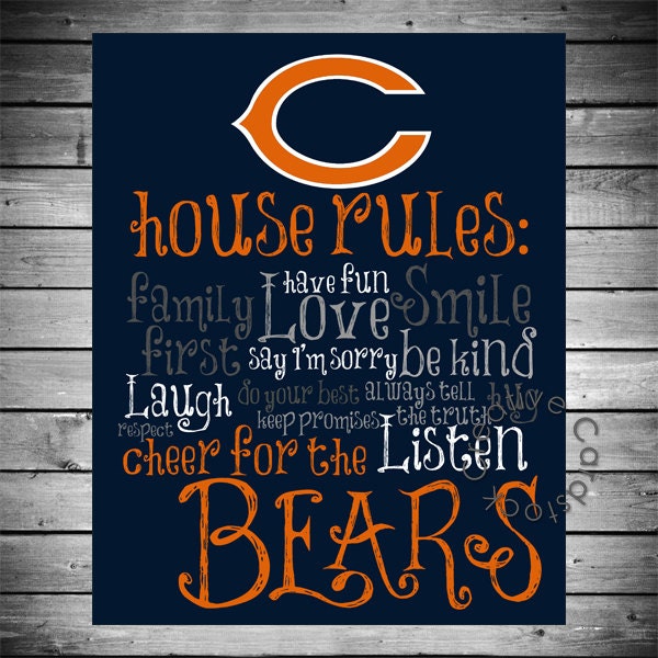 Chicago Bears House Rules - 8x10 Printable Digital Copy