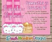Pancakes And Pajamas Girl Party Invitation -  DIY PRINTABLE Digital Invitation