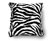 SALE Zebra Pillow black and white with insert 18X18 inch