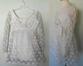 SALE Vintage 1960's Dress/ Bridal/ Champagne/ Babydoll/ Micro-Mini/ Daisy Overlay/ Ivory Tulle/ Small