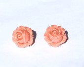 Orange Resin Flower Post Earrings