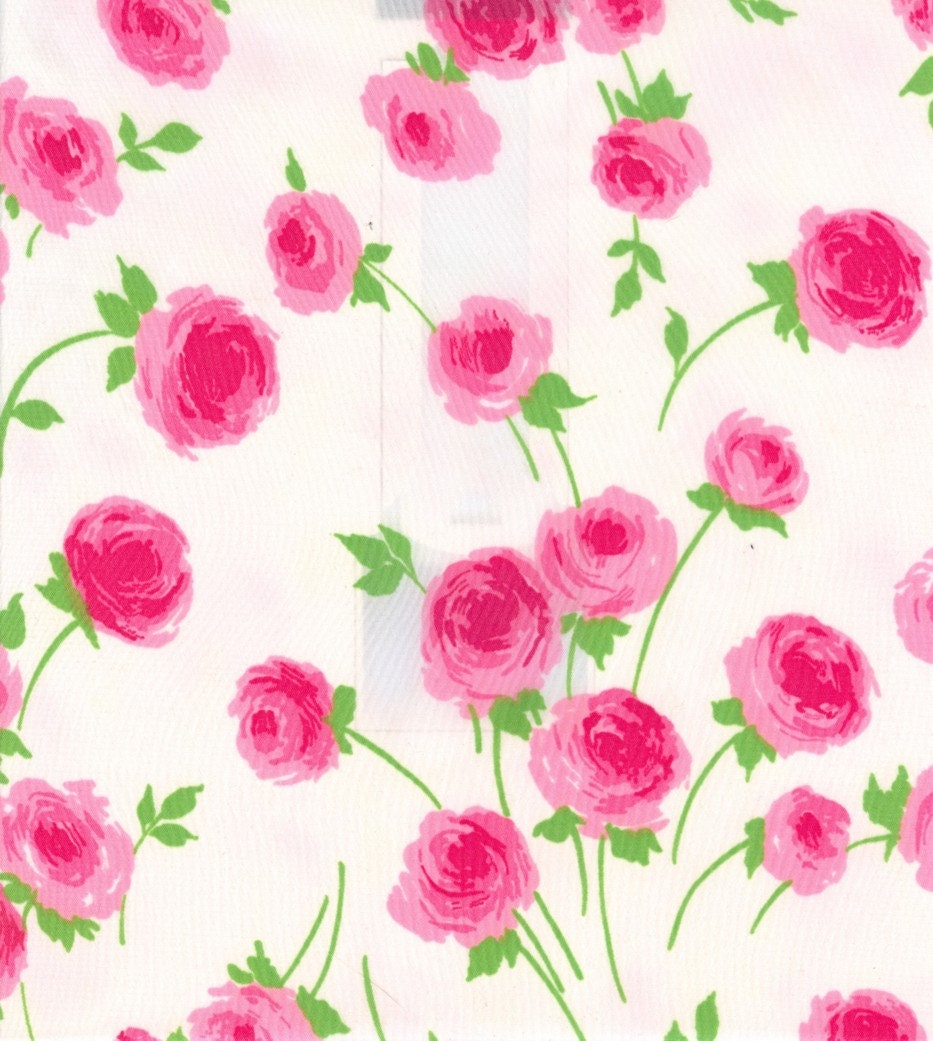 Vintage Pink Roses Crepe Fabric - 1 Yard