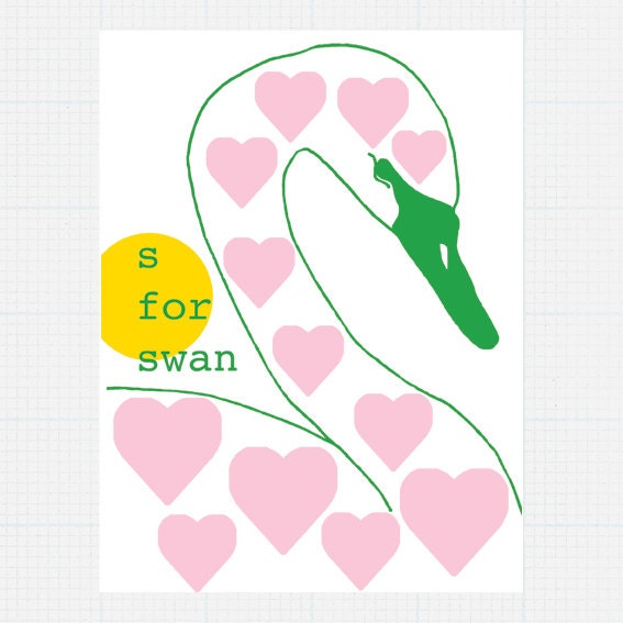 Hello Yellow - S is for Swan A4 Digital Print