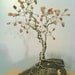 Wire GEM TREE Sculpture // Peach Sunstone Crystal Gems on Thompsonite Rock Base