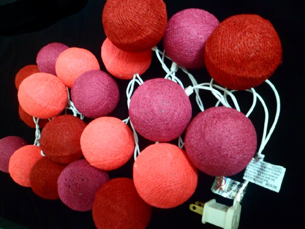 20pcs Mixed Pink Cotton Balls String Lights Fairy Home Decor Wedding Party Christmas