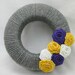 Gray Wreath Yellow White Purple Flowers