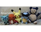 Pokemon Amigurumi Crochet Doll Charmander Squirtle Pikachu Bulbasaur Snorlax Handmade