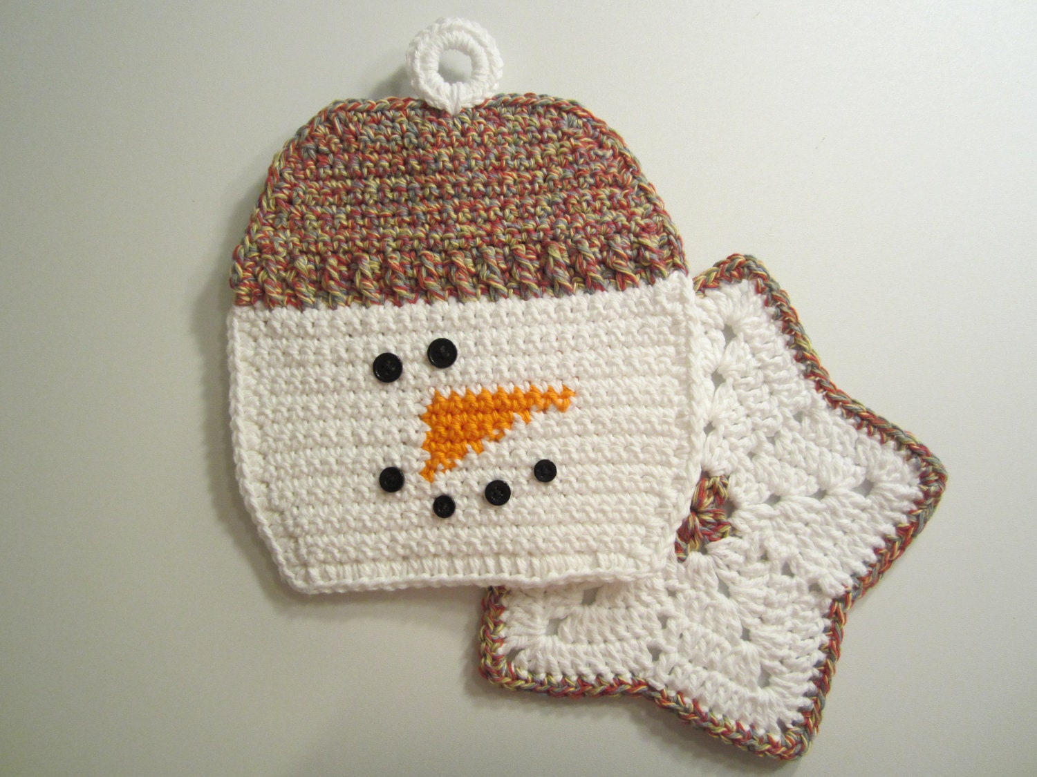 Snowman Crochet Pot Holder Set Great Kitchen by CROriginals