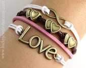 Infinity bracelet, love bracelet, braid leather bracelet  3-07