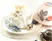 Lace Cupcake Jewelry Box with Secret Compartment- Quirky and Cute gift made with Lace, Doily & White Cherry