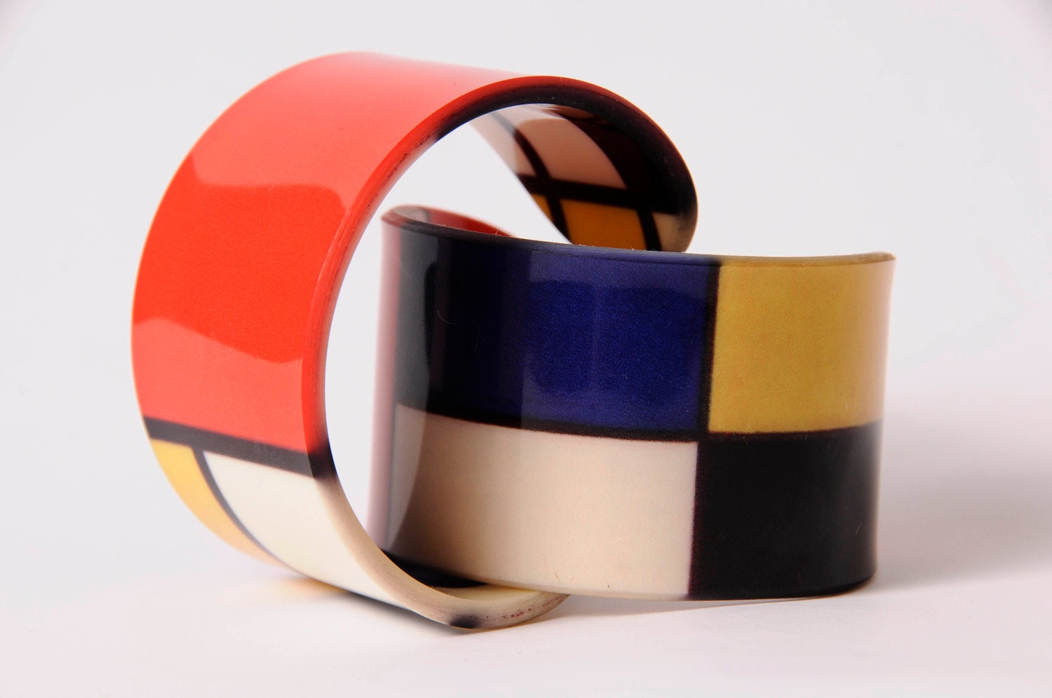 Piet Mondrian - Neo Plasticism - Abstract - Acrylic Bracelet - Bangle - Wristband - Cuff - JabaleeDesign