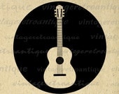 Digital Image Acoustic Guitar Printable Music Download Graphic Antique Clip Art for Transfers Printing etc HQ 300dpi No.2049