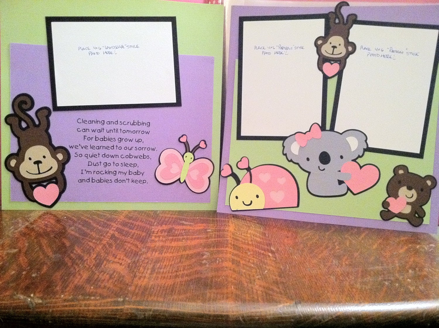 Baby Girl Poem with Animal Friends Pre Made 12 x 12 Double Page Layout