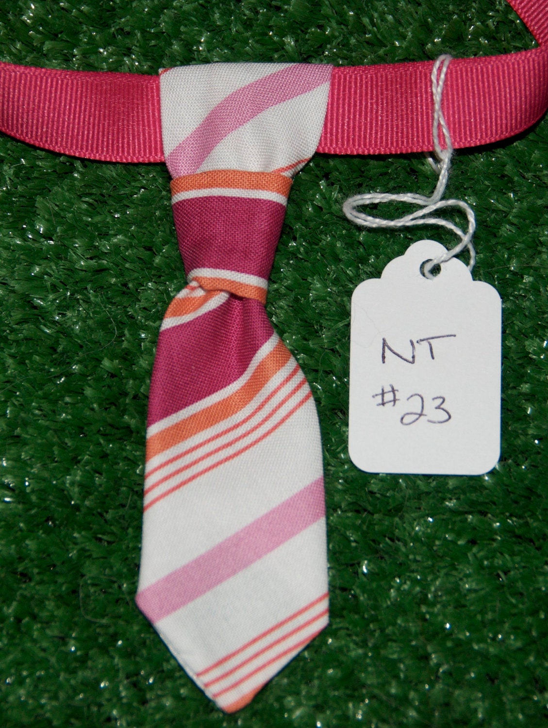 Tiny Tie, Neck Tie No. 23 Pink & White Stripes