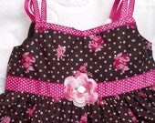 Girls Toddler Dress Sundress - Handmade Irish Rose - Brown and  Pinks with Sparkle - Size 2T