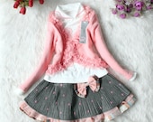4,5,6t girl dress baby clothes 3pcs baby girl's summer fall spring dress girl toddler clothes pink skirt