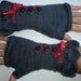 Handknitted dark grey color women fingerless gloves / wrist warmers