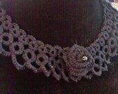Black Tatted Rose necklace