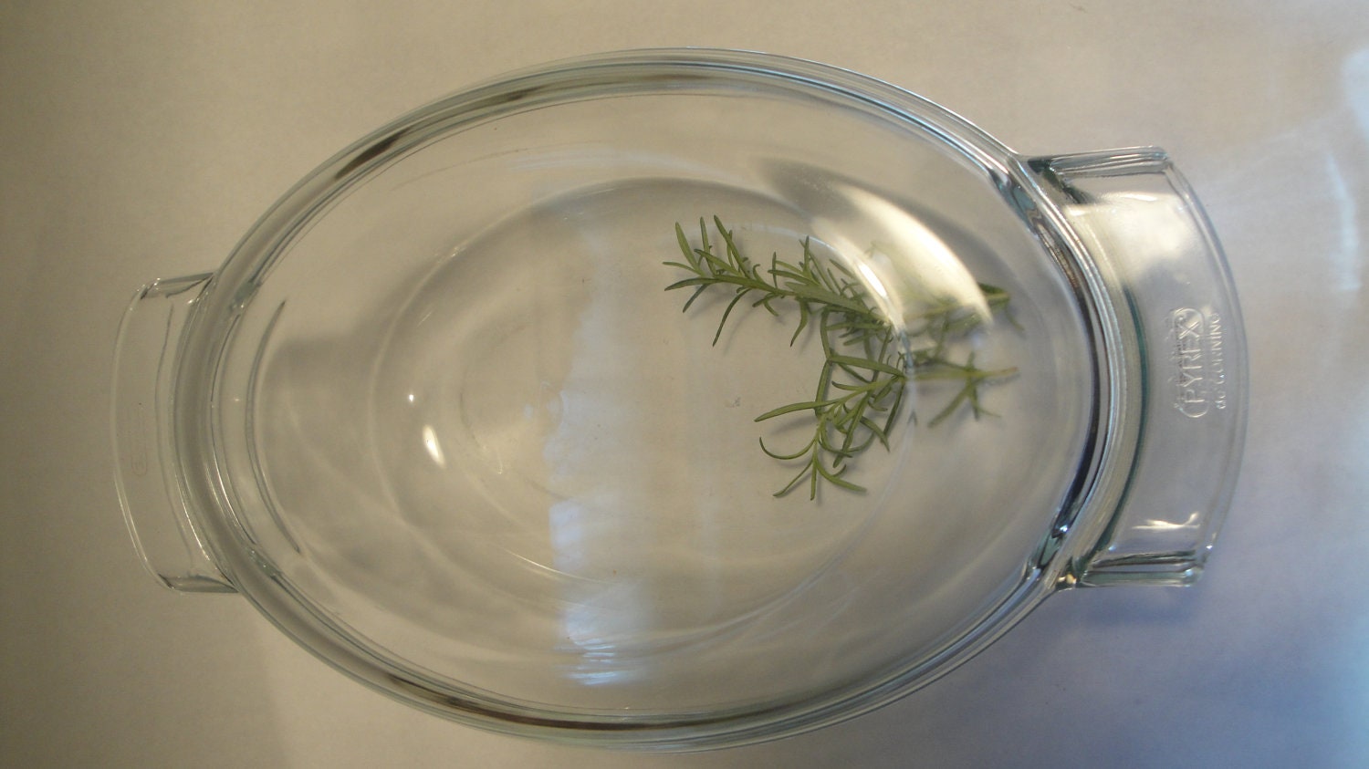 Vintage Pyrex France Clear Blue Tinge Roaster Casserole Dish Pot Pan