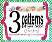 3 Hat Patterns of your choice - Bulk pack