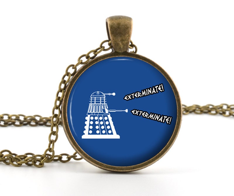 Dr Who Dalek Pendant - Necklace - Picture Pendant Science Fiction Dalek Art with Chain and Gift Bag - Picture Jewelry