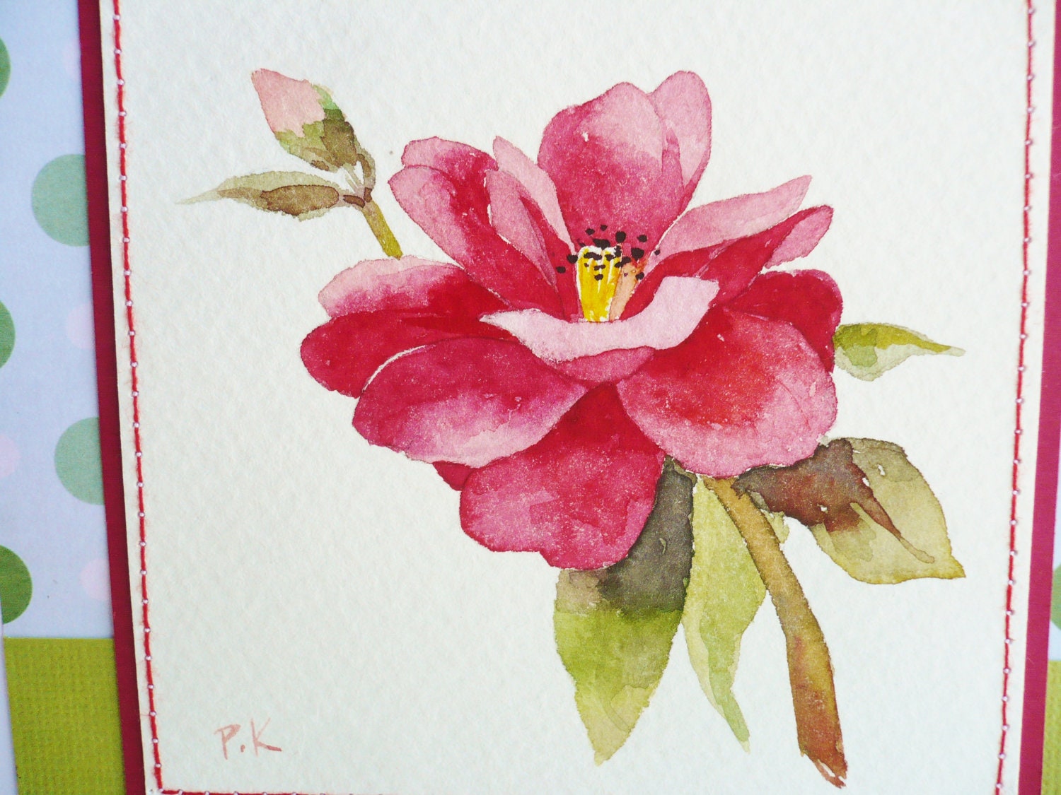 Original art/ Mother's Day / watercolor painting / greeting card / blank note card / any occasion / birthday / flower/ camellia