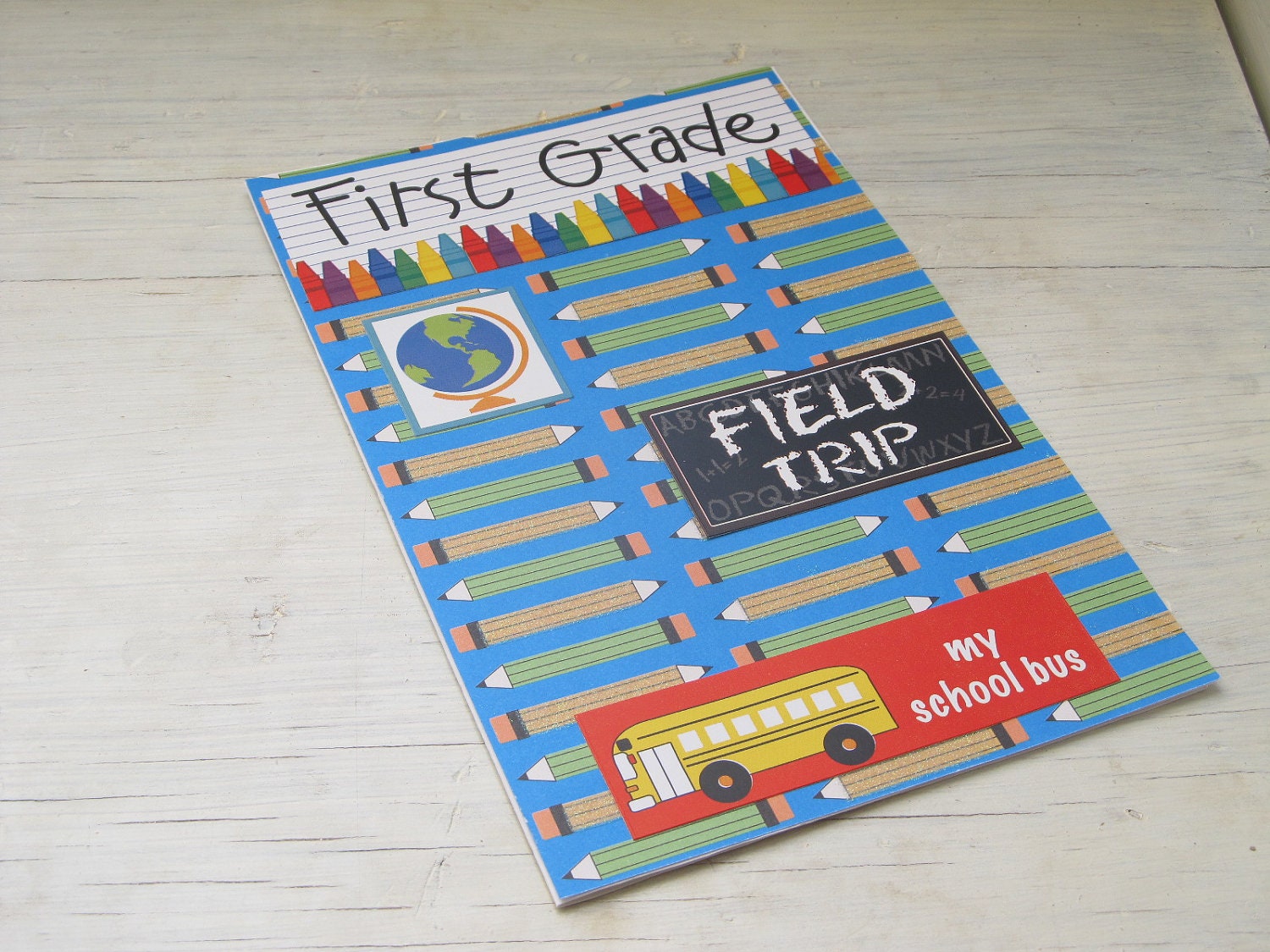 Handmade, First Grade Card, 1st Day of School Card, Back to School Card, Glitter Card