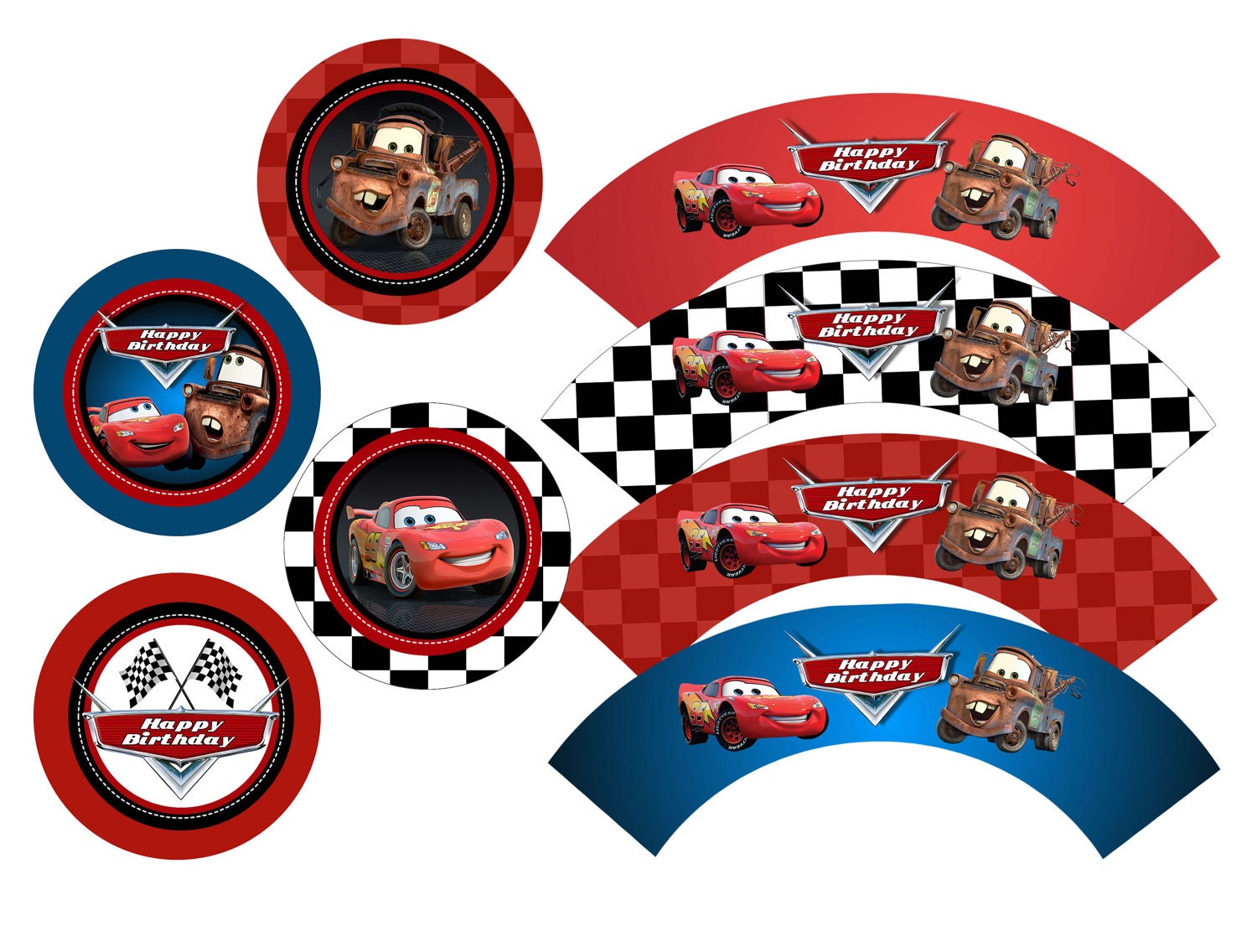 INSTANT DOWNLOAD Disney CARS Cupcake Toppers And Wrappers - Cars Favor Tags - Cars Party Favors - Cars Printable Toppers - The Print Shoppe