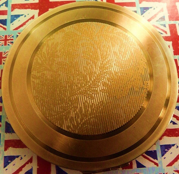 Rare large Flamingo powder compact with orginal swans down puff compact mirror handbag mirror bridesmaids gift compact