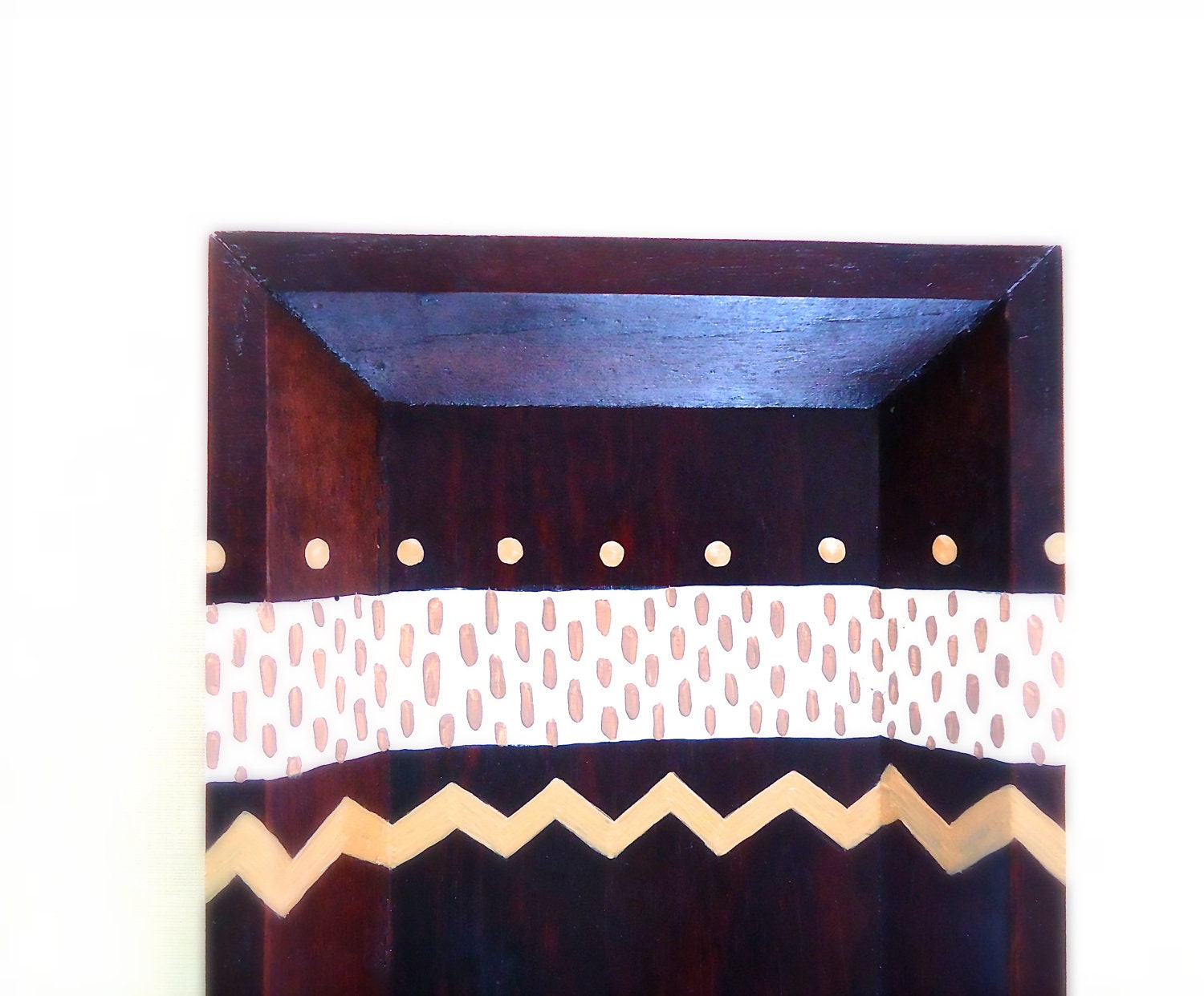 Chevron Wood Tray. Contemporary Home. Hostess Gift. Primitive Tribal Inspiration. Hand Painted Wood Tray