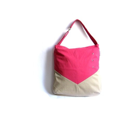 Tote bag large tote bag canvas bag purse with rivet shoulder bag beige pink neon bright color geometric color blocking school bag beach bag