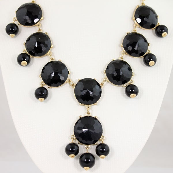 NEW 8 Stone Black  Bubble Necklace,Handmade Bib Necklace,Bubble Jewelry,Bib Jewelry,Statement Jewelry-BN079
