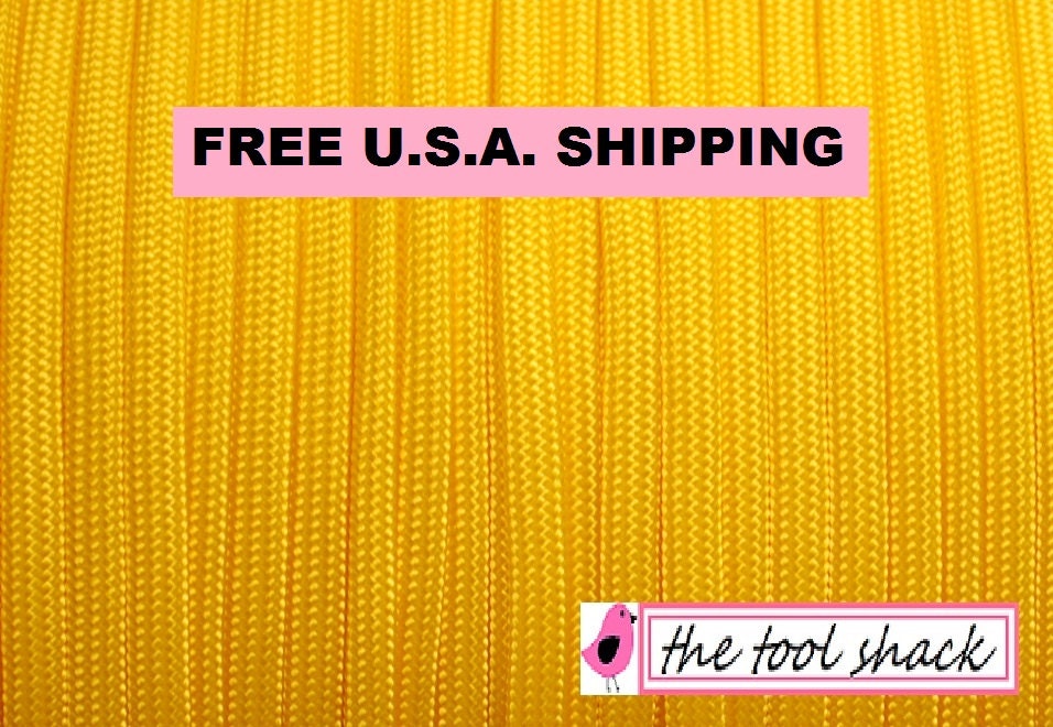 100 FT. Bright Yellow 550 Paracord  Parachute Cord  Rope for Bracelets. """ FREE U.S. Shipping """