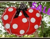 Custom Made to Order Shabby Chic Fall Polka-dot Pumpkin Burlap Door Hanger