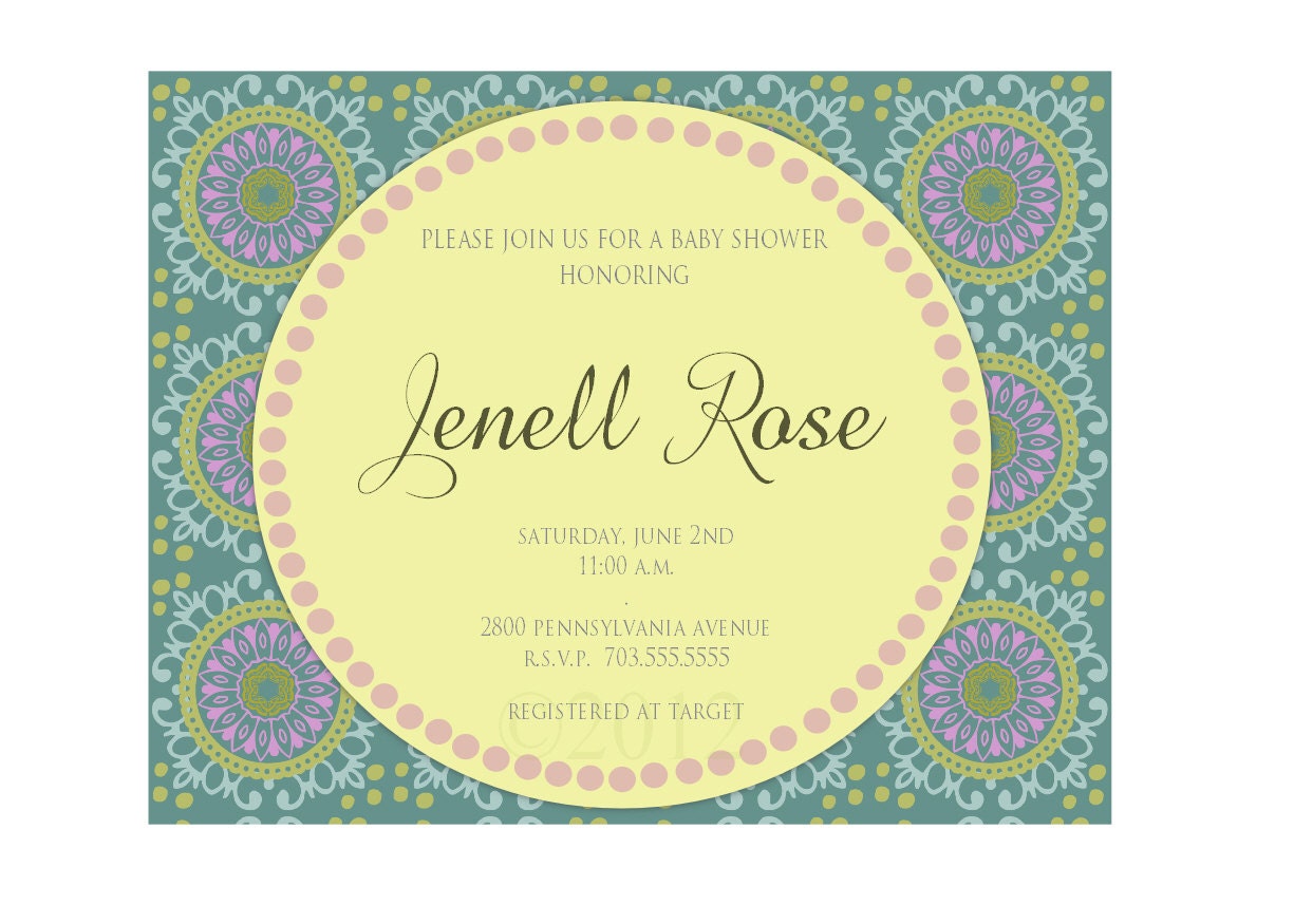 Vintage Floral Baby Shower Fall, Girl Baby Shower, Shabby Chic Birthday, Wedding Shower Invitation - Digital Printable DIY  or Printed 396