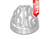 Order Initials of YOUR choice on handmade Monogram Ring in 10K White Gold - ZR90849-10W