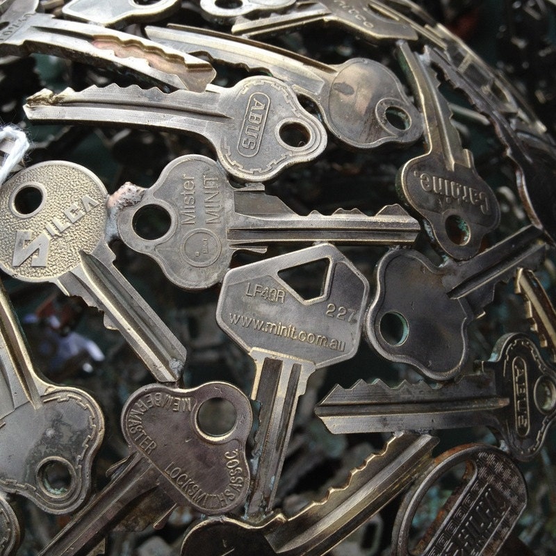 Large key ball, Key sphere, Metal sculpture ornament
