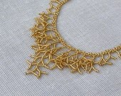 Golden Necklace. Gold Toned Necklace. Gold Necklace.  Beaded Handmade Jewelry. Beadwork.