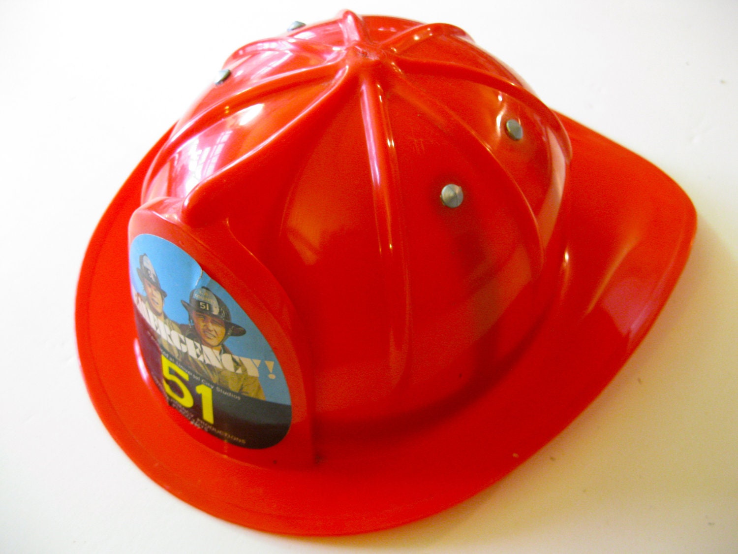 1975 Emergency 51 Red Toy Fireman's Helmet by MenOfAction on Etsy
