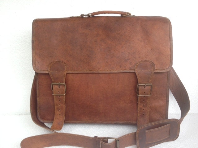 Handmade leather messenger/ cross body/ Laptop/ MacBook/ Retro Satchel/ plain shoulder bag