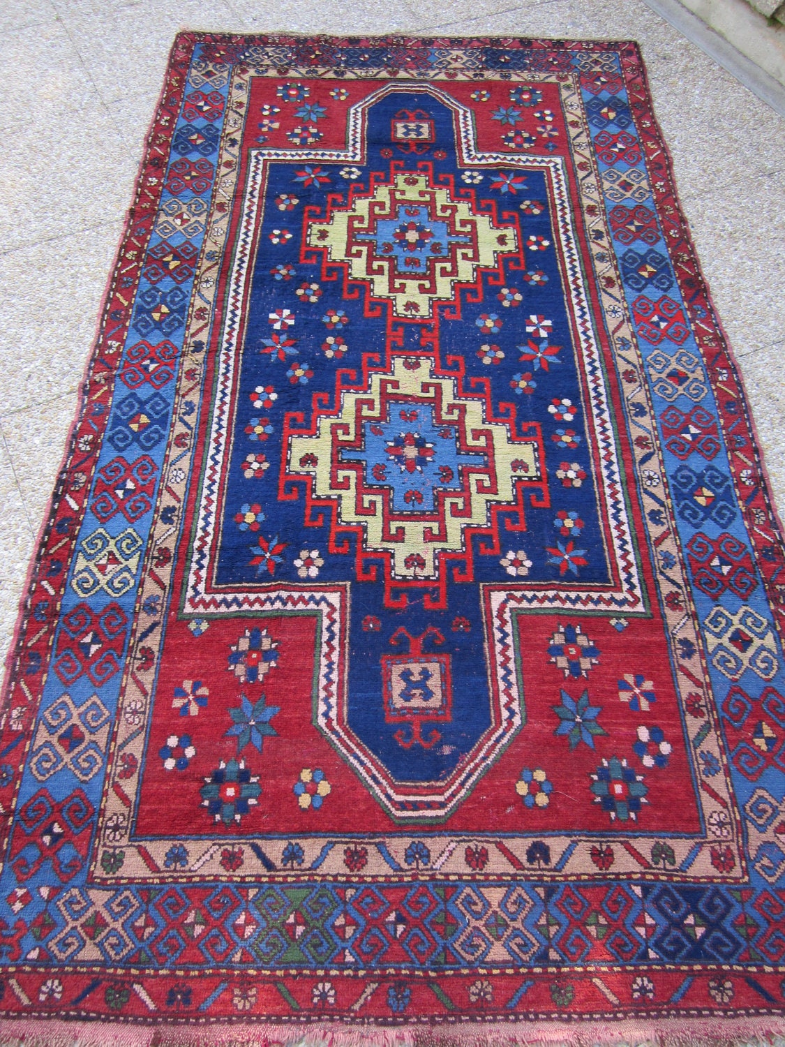 Items similar to ANTIQUE CAUCASIAN KAZAK Armenian Rug .Handmade Wool