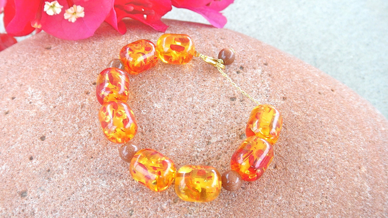 Orange Bracelet Goldstone Bracelet
